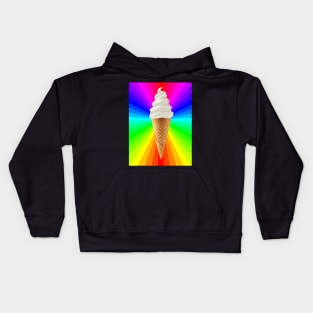 Rainbow Fluorescent Vanilla Ice Cream Cone Kids Hoodie